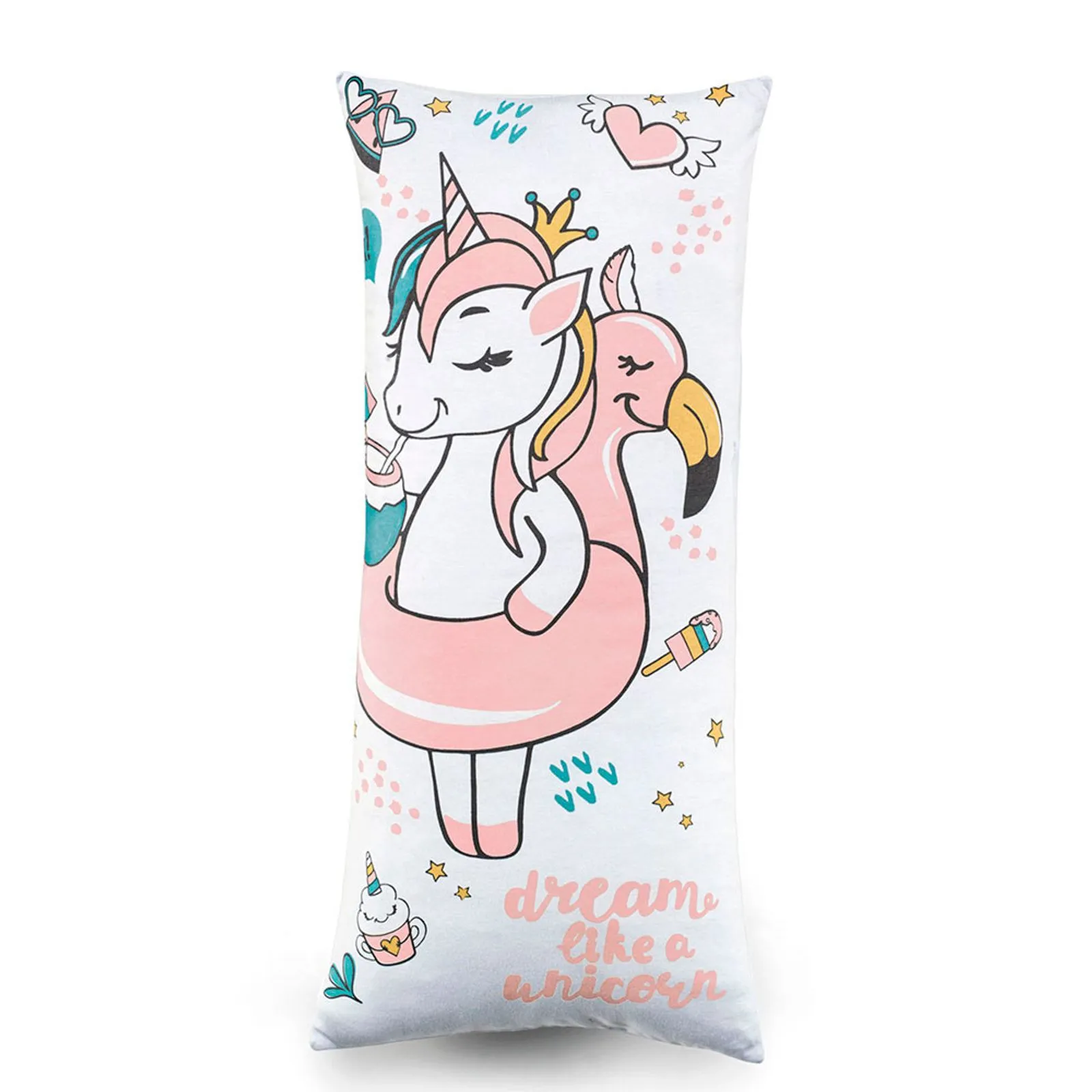 Travesseiro Body Pillow Infantil Altenburg Mundo Kids com Fronha Unicorn Party - Conforto Delicado em Algodão - Imagem 3