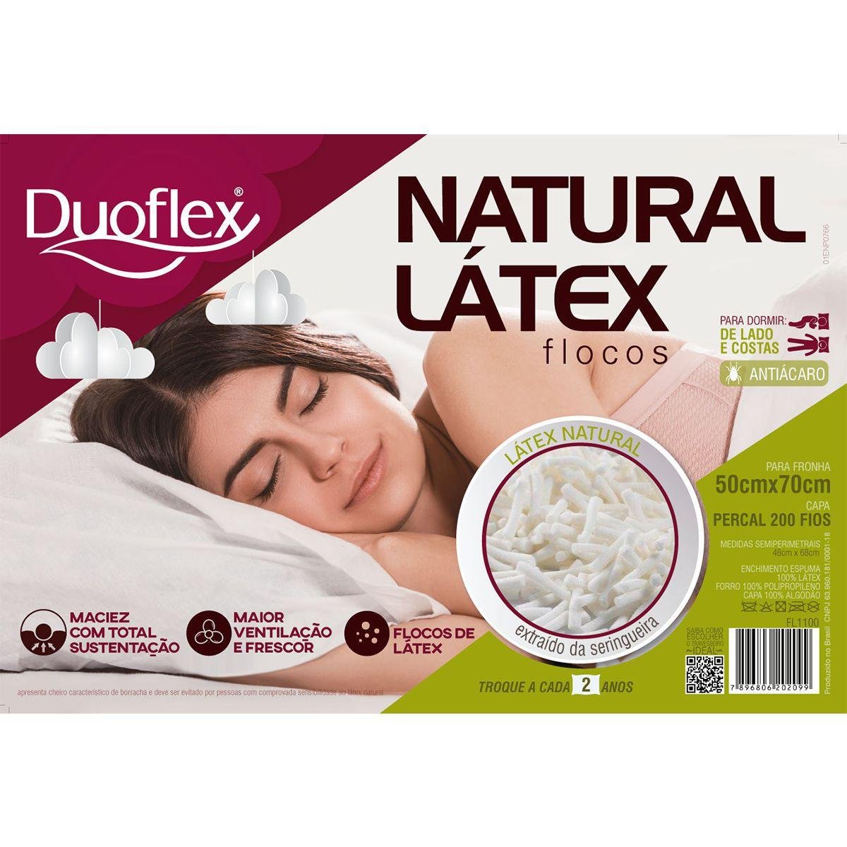 Travesseiro Duoflex Flocos de Látex 50x70 - Macio, Antialérgico e Confortável - Imagem 3